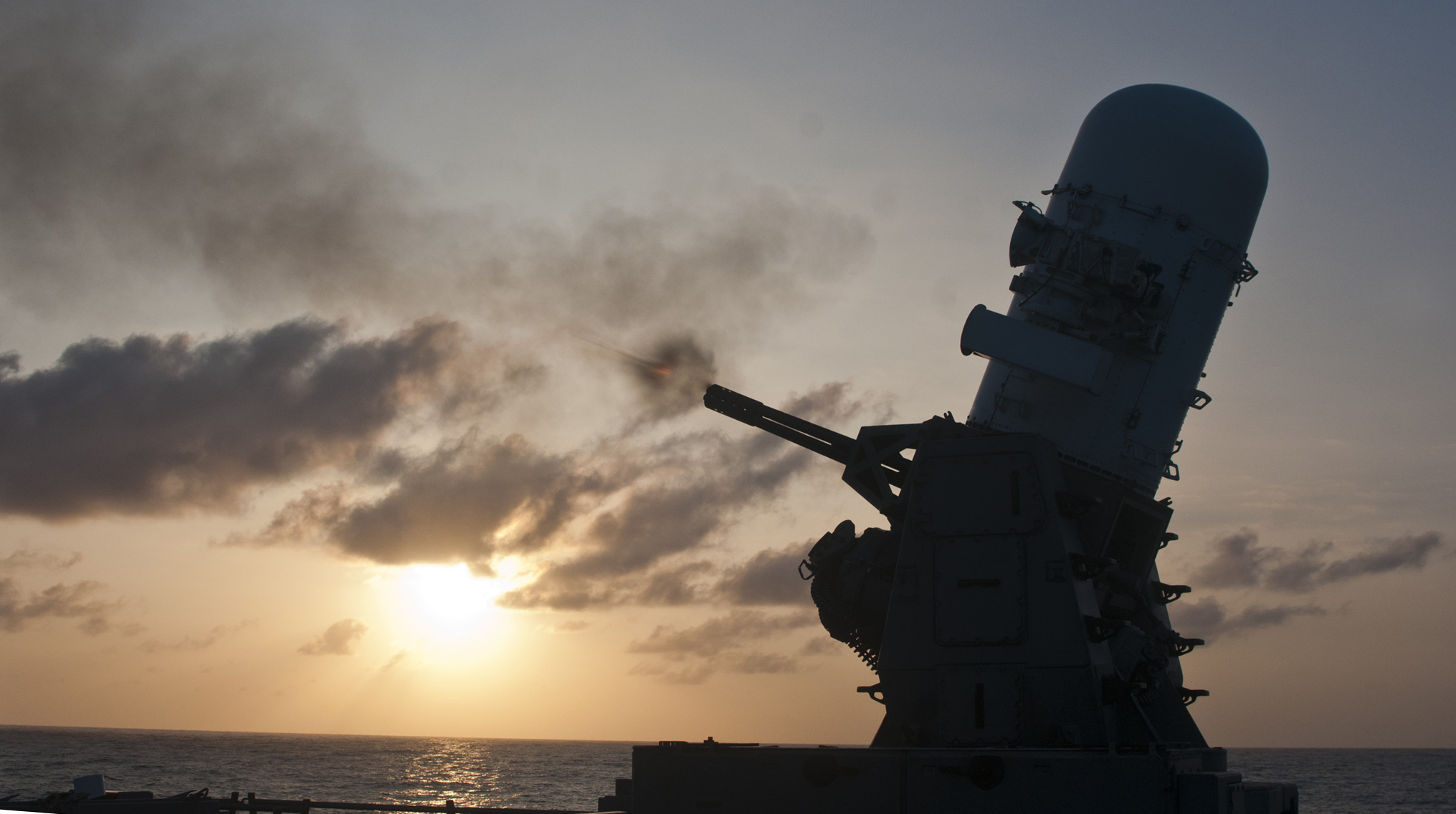 A close-in weapons system is fired during a live-fire exercise aboard the guided-missile frigate USS Reuben James (FFG 57) as part of exercise Koa Kai 12-2